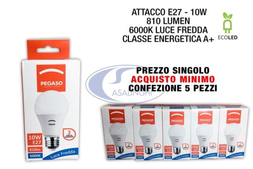Lampada Ecoled Bulbo E27 10W 6000K Cartoncino-806809240056