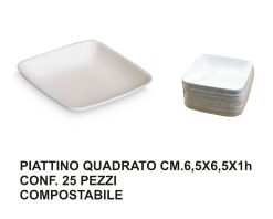 Mini Piattino Quadrato Conf. 25 Pz. Compostabile-8058450599904