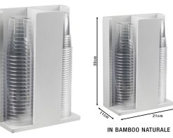 Portabicchieri Bamboo 2 Scomparti Cm.21X11X30 Bianco-8024112301055