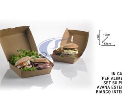 Box Hamburger Kraft-Pe Set 50 Pz. Cm.12X12X7H Avana-8024112005625