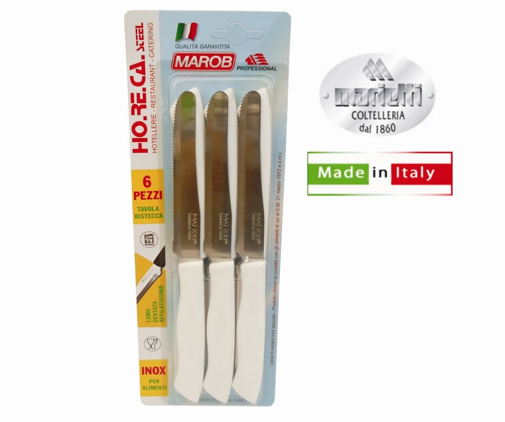 COLTELLI TAVOLA HOREKA CF.6 PZ. CM.11 BIANCO - Big House Shop