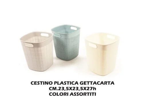 CESTINO GETTACARTE PLASTICA CM.23X23X27h COL. ASS. - Big House Shop