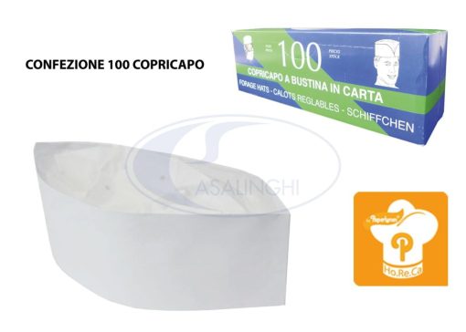 Copricapo A Bustina In Carta Conf. 100 Pz. Bianco-8014631032684