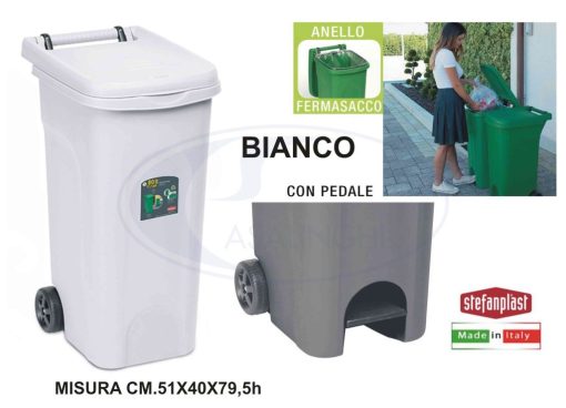 Bidone Urban Eco System Lt.80 Con Pedale Bianco-8003507256040