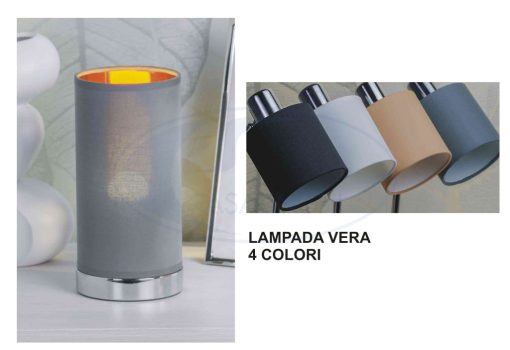 Lampada Da Tavolo Metallo+Tessuto Cm.12X24H 4 Colo-8021785562721