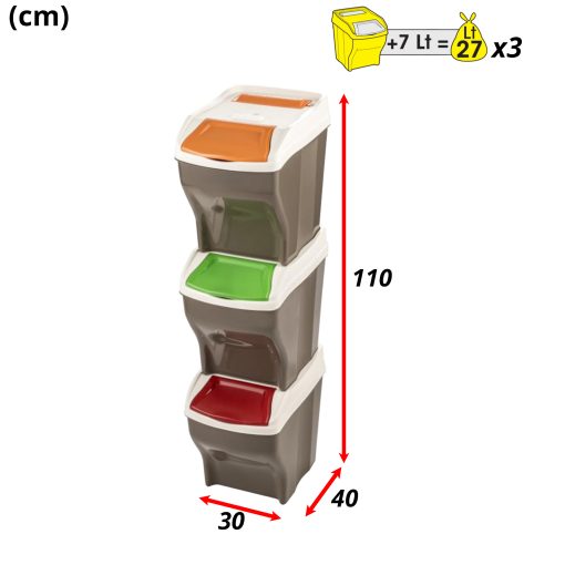 PATTUMIERA POKER PLUS SET 3 PZ. LT.27 COMPONIBILE - Big House Shop