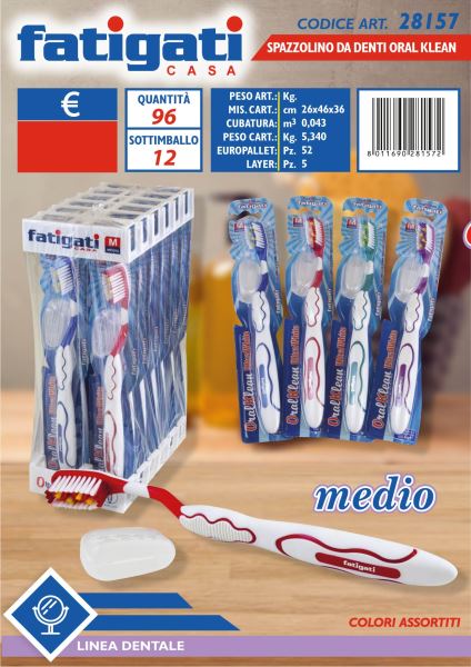 Spazzolino da denti nylon medio colori assortiti.