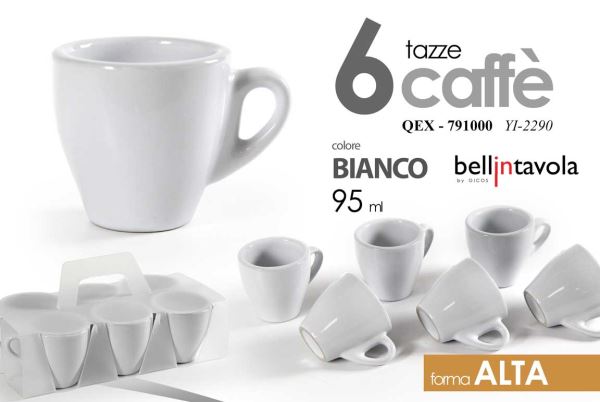 Tazzine Caffe' Conf. 6 Pz. S/Piatt. Bianche - Big House Shop