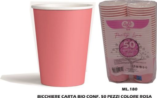 Bicchiere Carta Acqua Bio Ml.180 Set 50 Pz. Rosa-8052789891371