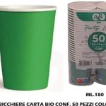 Bicchiere Carta Acqua Bio Ml.180 Set 50 Pz. Verde-8052789891456