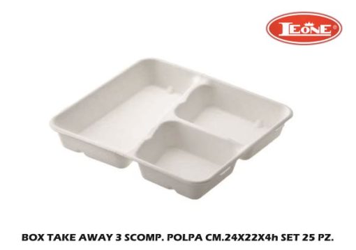 Box Take Away 3 Scomp. Polpa Cm.24X22X4H Set 25 Pz.-8024112020543