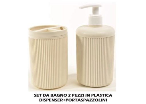 Set Bagno Plastica Set 2 Pz. Beige-8034052727464