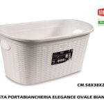 Cesta Portabiancheria Elegance Ovale Bianco-8003507302105