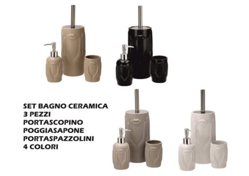 Set Bagno Ceramica Set 3 Pz. 4 Colori-8021785723214
