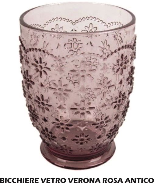 Bicchiere Vetro Verona Rosa Antico Singolo-
