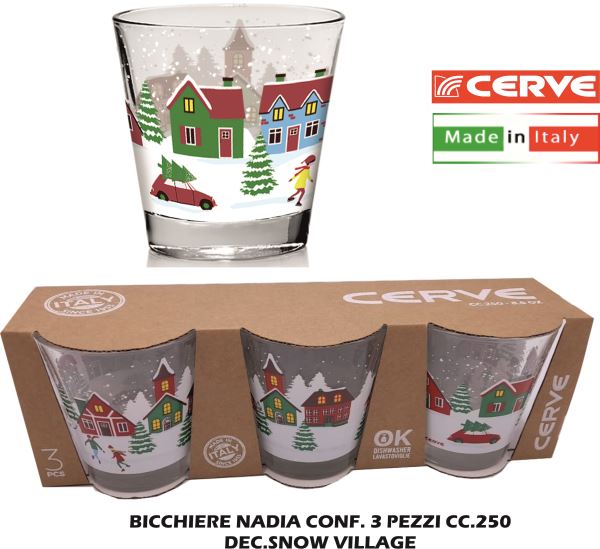 Bicchiere Nadia Cf.3Pz. Cc.250 Dec.Snow Village-8001691988921