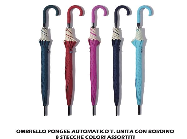 Ombrello Pongee Automatico T. Unita Con Bordino-8013066083193