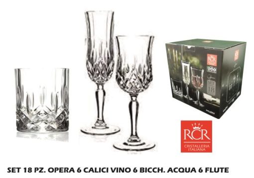 SET 18 PZ. OPERA 6 CALICI VINO 6 BICCH. ACQUA 6 FLUTE - Big House Shop