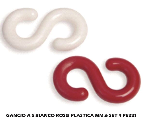 Gancio A S Bianco Rossi Plastica Mm.6 Set 4 Pz.-8056095633014