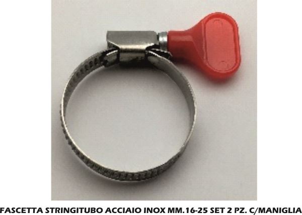 Fascetta Stringitubo Acciaio Inox Mm.16-25 Set 2 Pz. C/Manig-8053306680157