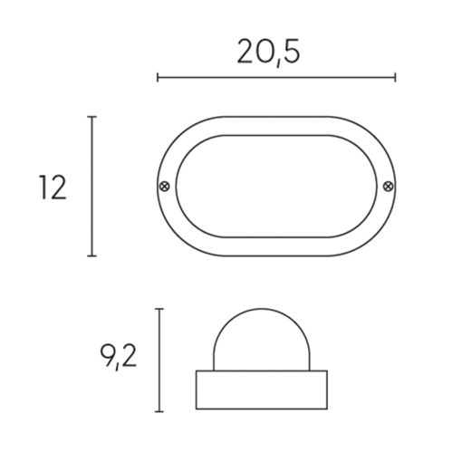 Plafoniera Applique Lampada Luce Ovale per Muro Parete Soffitto E27 Bianca  - Big House Shop