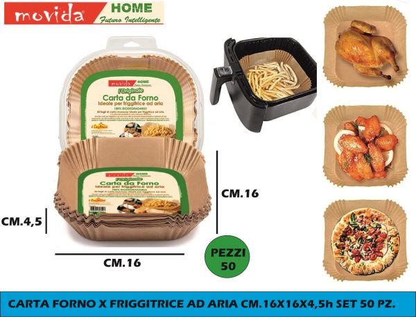 Carta Forno Cm.16X16X4,5H Set 50 Pz. X Friggitrice Ad Aria - Big House Shop