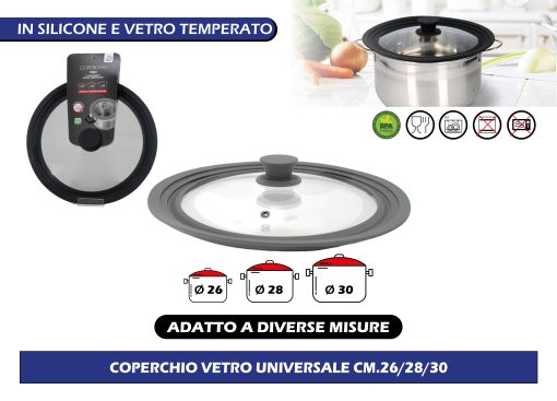 Coperchio vetro e silicone cm. 28